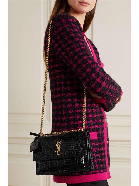 sunset bag ysl croco mini|SUNSET small in patent leather .